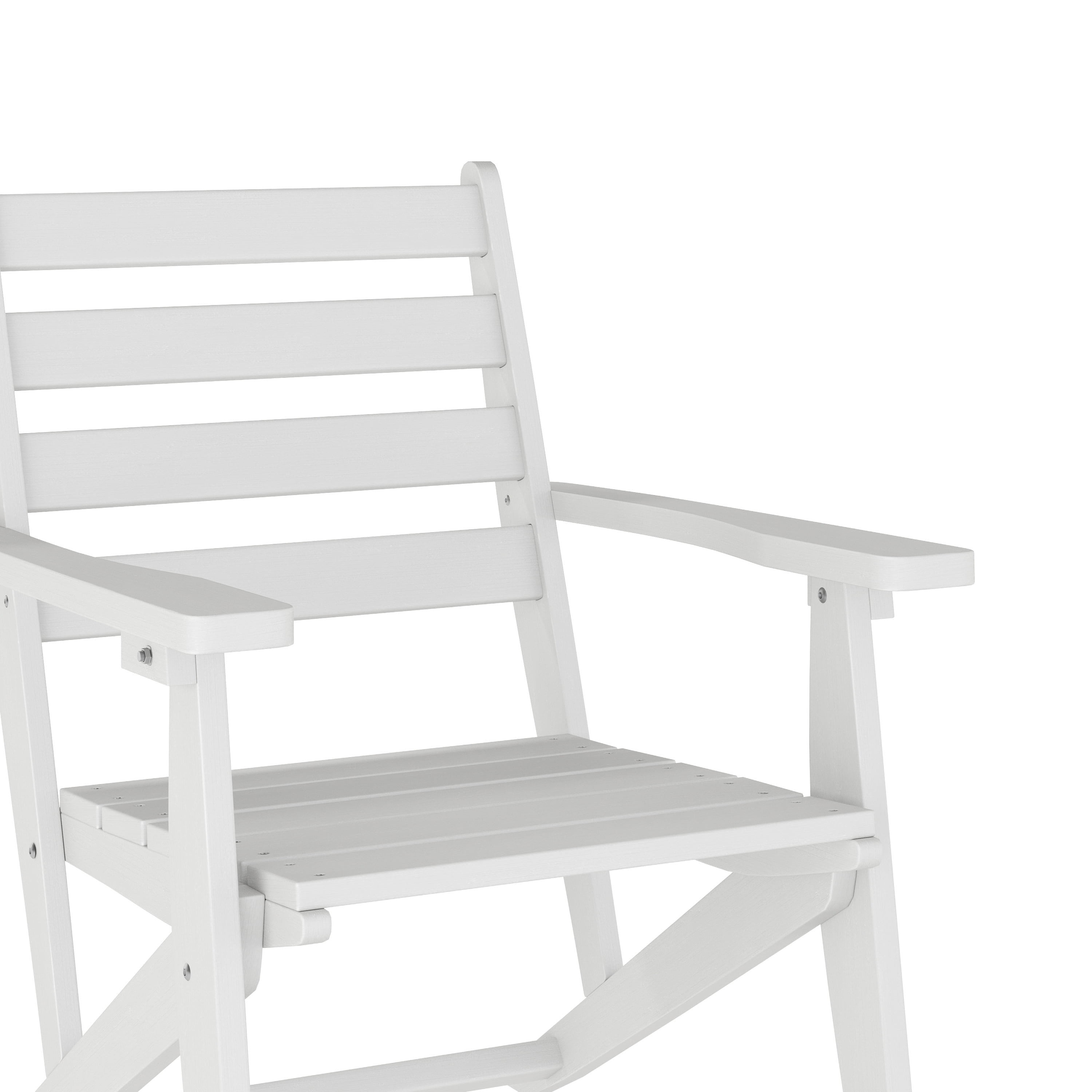 Emma + Oliver Adirondack Dining Chair with Fold Out Cup Holder, Weather Resistant Recycled HDPE Adirondack Chair in White