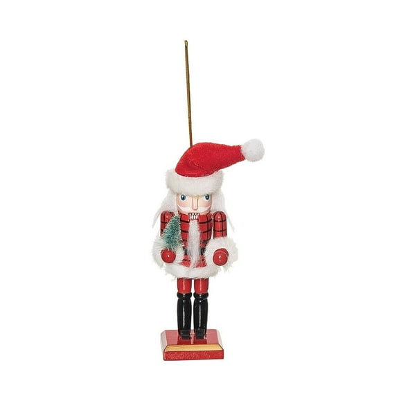 NUTCRACKER IN FLANNEL Holding Tree Wooden Christmas Ornament, by Gallerie II