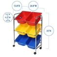 thumbnail image 3 of Seville Classics Rolling Utility Organizer Storage Cart, for Home Office, School, Classroom, Scrapbook, Hobby, Craft, 6-Bin, Multicolor, 3 of 5