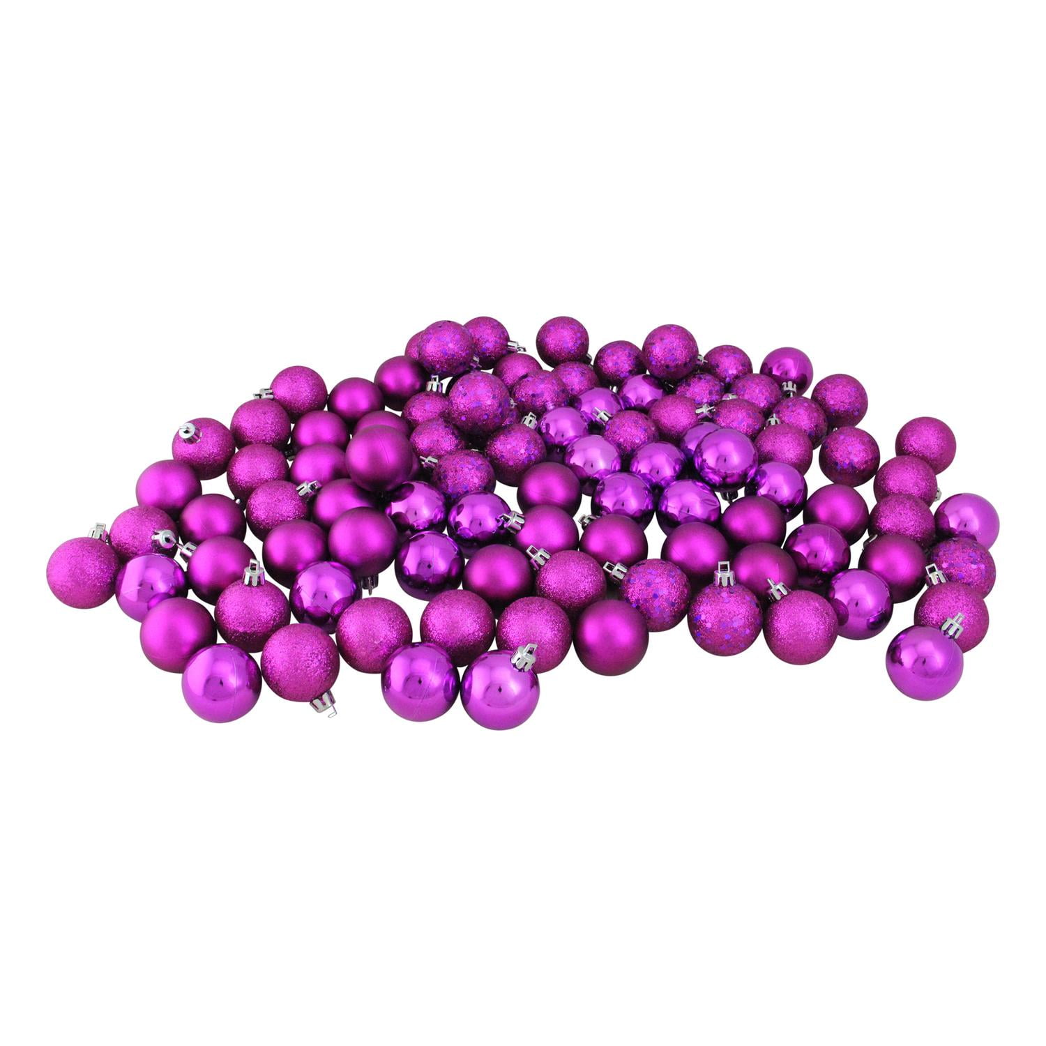 96ct Incassable Magenta Clair Rose 4 Fini Boule De Noël Ornements 15 40mm