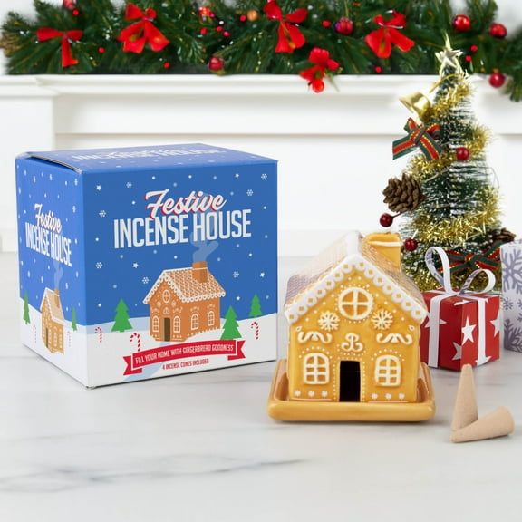 Gift Republic Festive House Incense Burner - Cute Christmas Home Décor - Gingerbread Scented