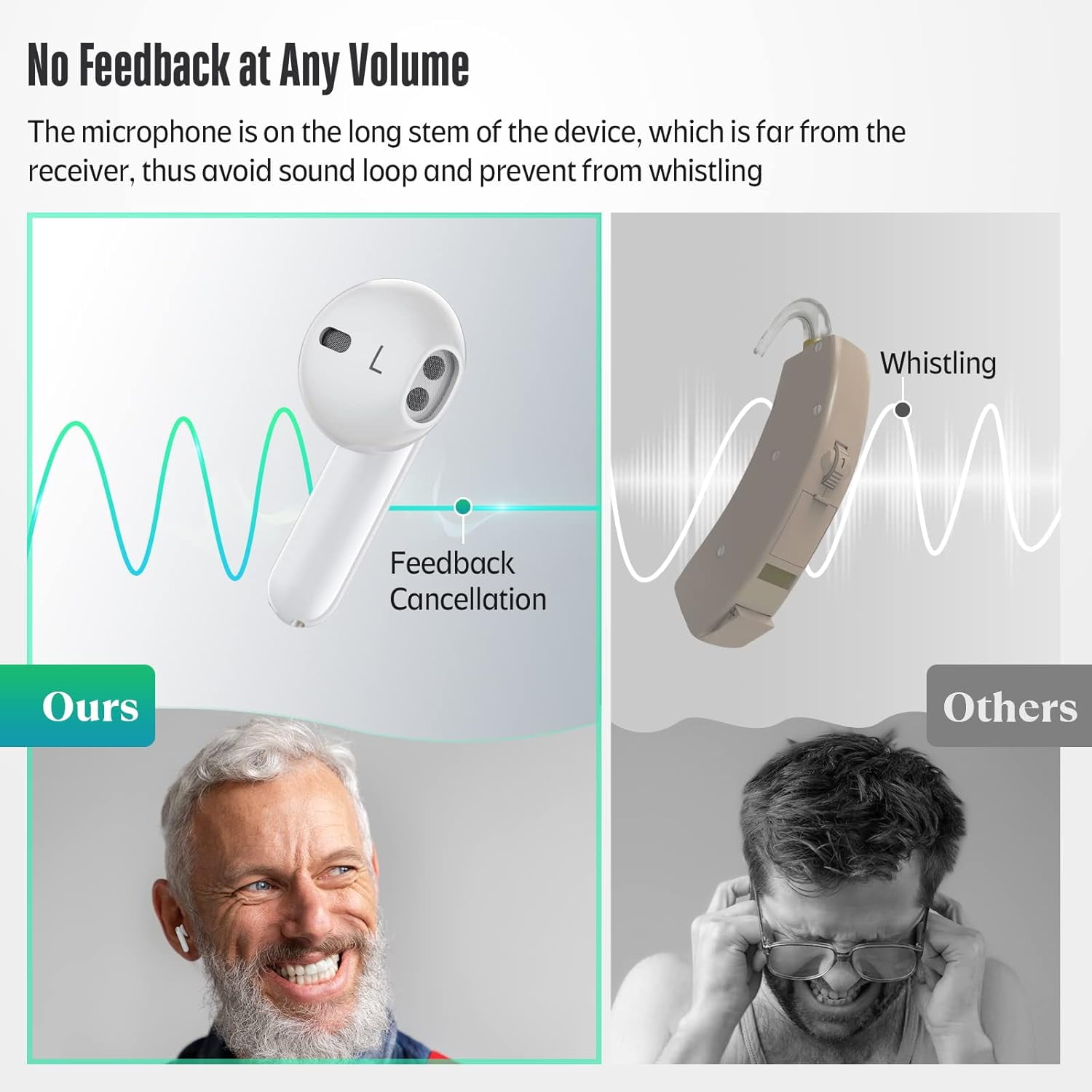 Sensley S01 Rechargeable amplifier, Invisible Sound Amplifier with Portable Charging Case, for Seniors & Adults with Noise Canceling, Pair