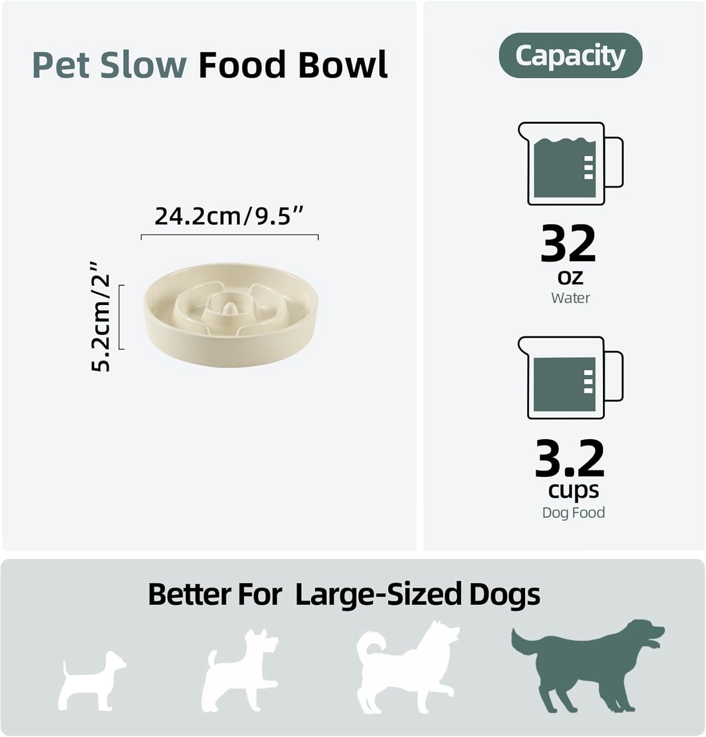Ceramic 1.2 Cup Raised Slow Feeder Dog Bowl Set, Elevated 6.1inch Bowl and 7.3inch Puzzle Slow Food Dish with Wooden Stand for Medium and Small Dog, Anti-Gulping (2 x Brown Coffee+ Stand)