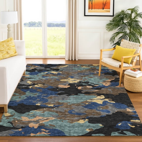 Addison Rugs Chantille Indoor/Outdoor Transitional Abstract Black Machine Washable Rectangle Rug, 10' x 14'