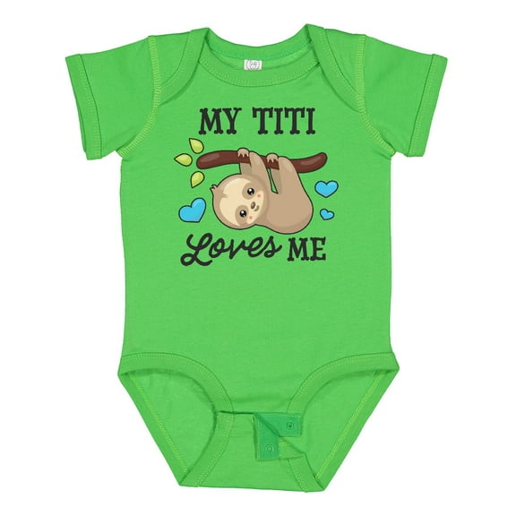 Inktastic My Titi Loves Me with Sloth and Hearts Boys or Girls Baby Bodysuit