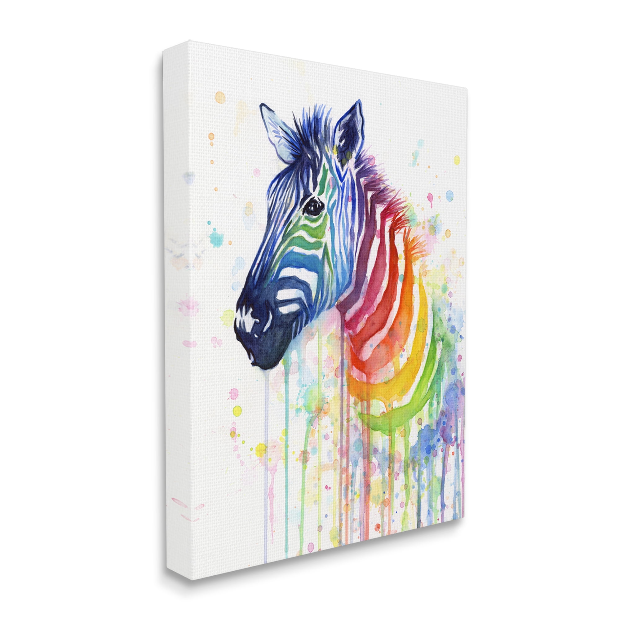 Stupell Industries Speckled Paint Drip Rainbow Zebra Striped Pattern Canvas Wall Art, 16 x 20, Design by Olga Shvartsur