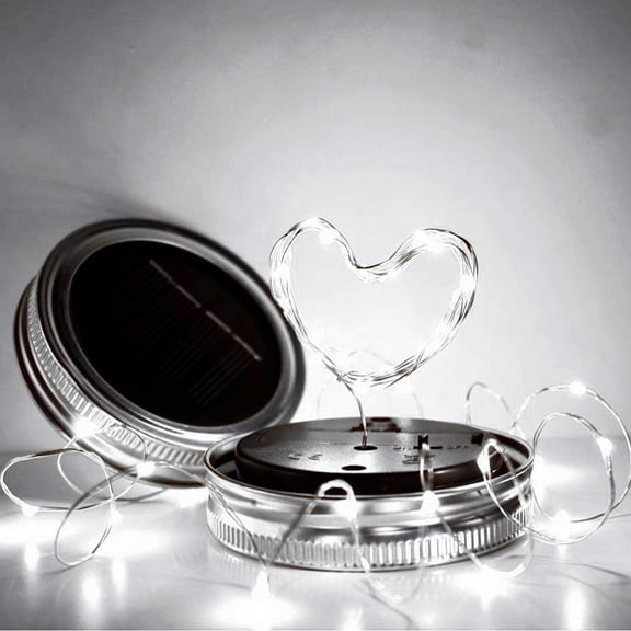 HIPKZ Mason Jar Lights LED Fairy String Light Solar Lamp Wedding Party Xmas Decorative Garland Lamp Waterproof Solar Powered Lighting Light