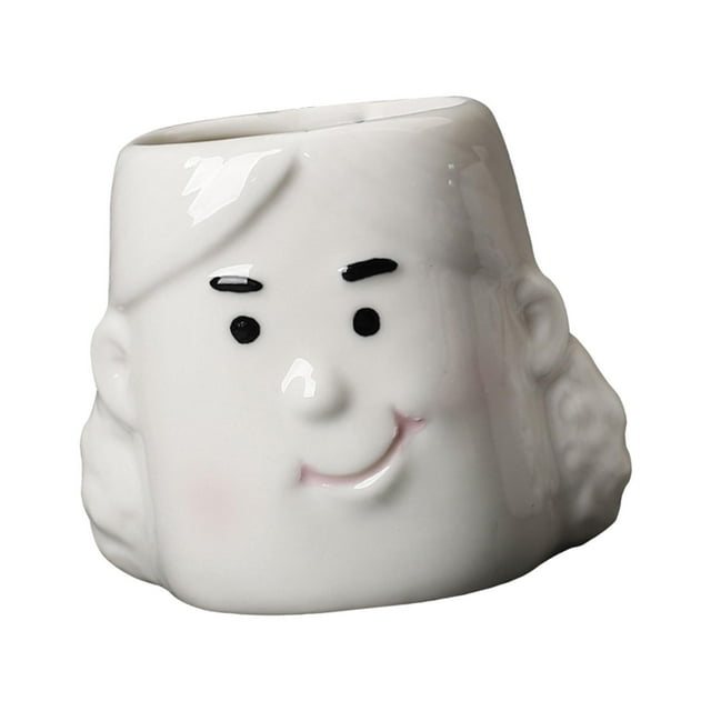 Maceta de cerámica con diseño de dibujos animados, obra de arte moderna, decoración del hogar, bonita maceta para mesa, interior y exterior, porche. Chica Blanca Brillante