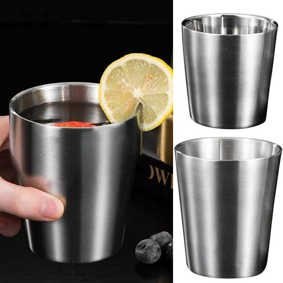 Cheers.US 175ml/300ml Premium Grade Stainless Steel Pint Cups Water Tumblers Unbreakable, Stackable, Brushed Metal Drinking Glasses, Chilling Beer Glasses, for Travel, Outdoor, Camping