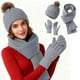thumbnail image 1 of Conjunto De Gorro, Bufanda Y Guantes De Punto De Color Liso, De Lana, Clidos Y Resistentes Al Fro, Para Uso En Exteriores E Invierno, Para Protegerse Del Fro, Paquete De 3, Color Negro., UKHBMC, 1 of 9