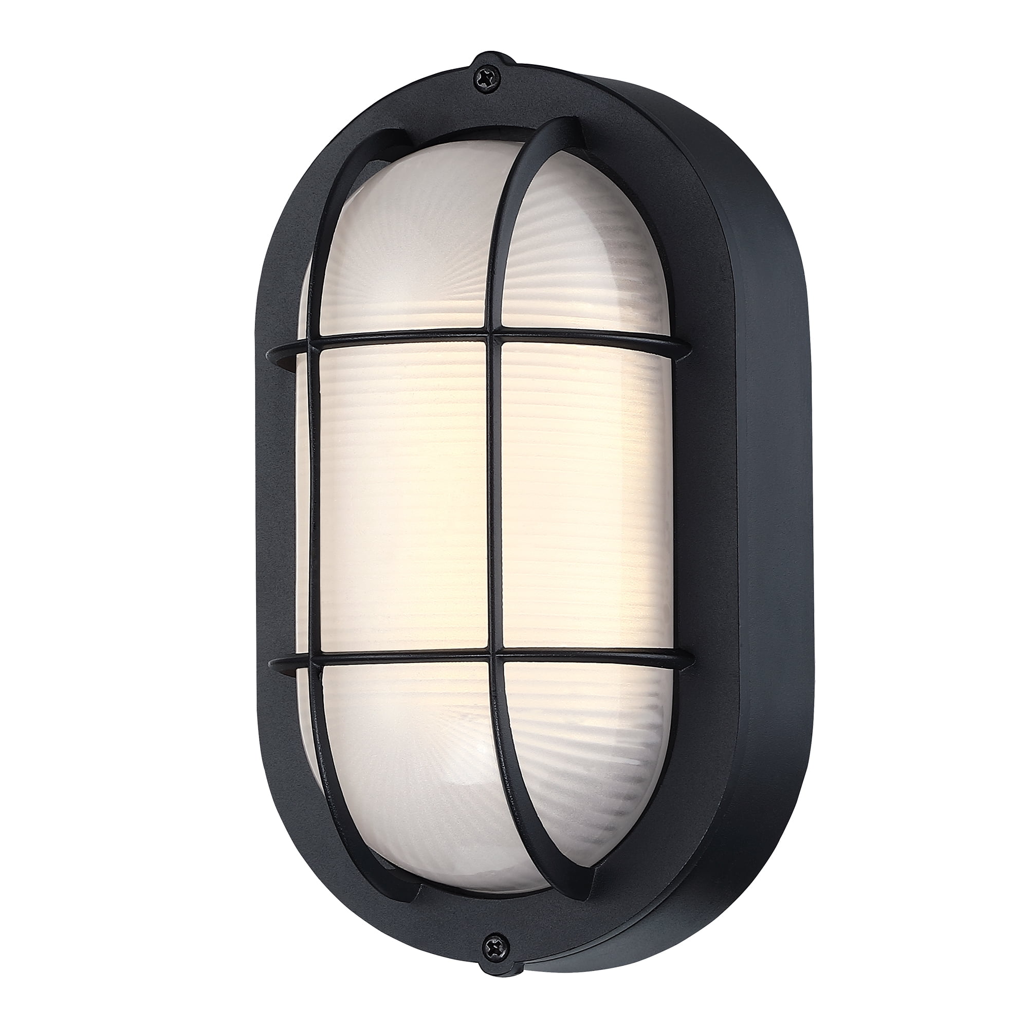Industrial LED Outdoor Light Fixture Wall Mount with Ellipse Frosted Glass Shade, Dimmable, 3000K, 450 Lumens