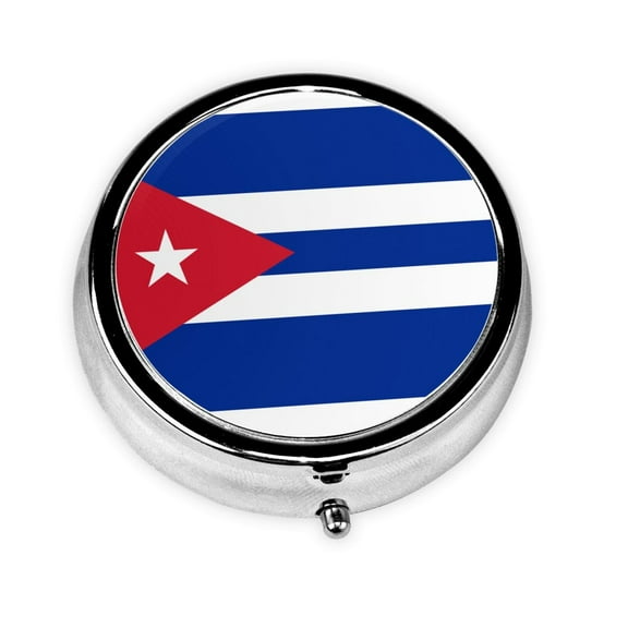 Cuban Flag Round Pill Box Small Pill Case For Purse Pocket Medicine Organizer Travel Pillbox Portable Pill Container