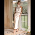 thumbnail image 4 of Vestido de Satén de Verano 2025 para Mujer, Elegante, Sin Mangas, con Cuello Alto, para Cóctel o Fiesta. Albaricoque L, 4 of 7