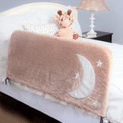 Toddler Bed Rail Guard Includes Beautiful Decorative Cover with Inside Pocket for Books and Toys, 43" Beige by Cosie Covers
