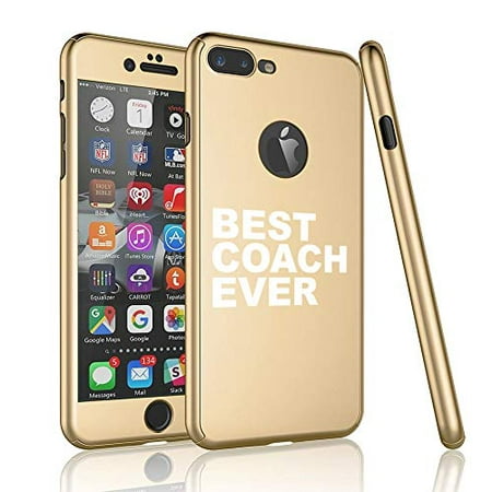 360° Full Body Thin Slim Hard Case Cover + Tempered Glass Screen Protector for Apple iPhone Best Coach Ever (Gold, for Apple iPhone 6 Plus / 6s