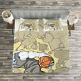 thumbnail image 3 of Ambesonne Animal Quilted Bedspread Set 3 Pcs, Farm Sheep Basketball, Queen Size, Tan and Grey, 3 of 3