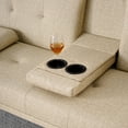 thumbnail image 6 of Modern Faux Leather Convertible Sleeper Sofa Bed, Folding Loveseat Futon Couch with Cup Holders for Living Room Bedroom, 6 of 15