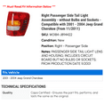 thumbnail image 2 of Right Passenger Side Tail Light Assembly - without Bulbs and Sockets - Compatible with 2001 - 2004 Jeep Grand Cherokee (From 11/2011) 2002 2003, 2 of 2