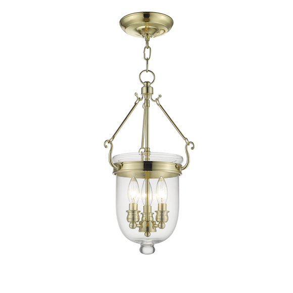 Livex Lighting 5063-02 Jefferson 3-Light Hanging Lantern, Polished Brass