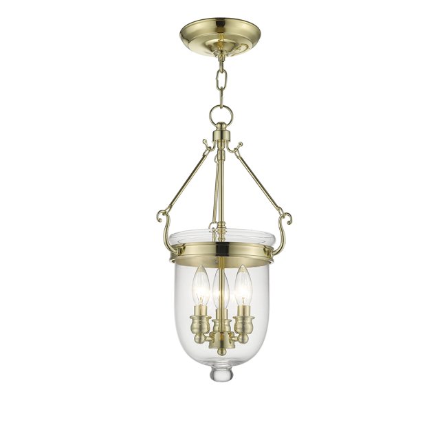 Livex Lighting 5063-02 Jefferson 3-Light Hanging Lantern, Polished Brass