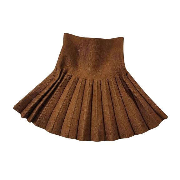 Girls High Waisted Skirts Trendy Plain Casual Slimming Pleated Skirt Toddler Baby Cute Clothes, Coffee, 3 Years