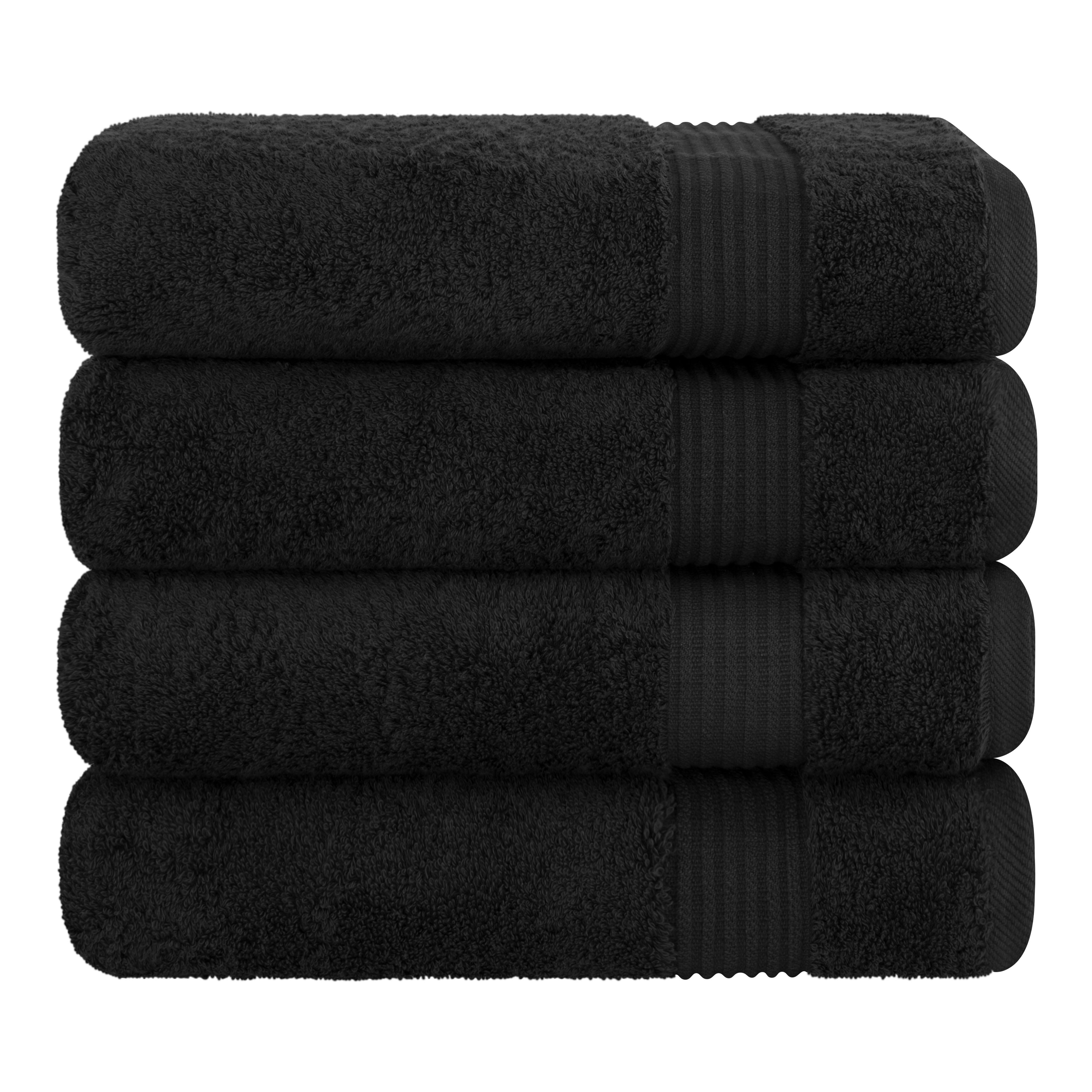Cotton Paradise 100% Cotton 4 Piece Turkish Bath Towel Set, Soft Plush Towels Clearance Bathroom Set, Black
