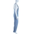 thumbnail image 4 of Feinuhan Womens Blue Denim Jean Straight Leg Distressed Pocket Bib Overalls, 4 of 7