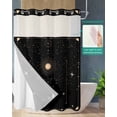 thumbnail image 2 of No Hook Shower Curtain with Snap in Liner, Boho Mystical Galaxy Sun Moon Stars Black Bohemia Hotel Shower Curtains for Bathroom, Washable Shower Curtain Liner Set with Mesh Top Window, 72”x78”, 2 of 6