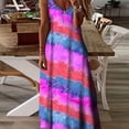 thumbnail image 4 of Vestido de verano para mujer, sencillo, con estampado geométrico, tirantes, informal, estilo playero, estilo balneario, holgado y cómodo, largo., 4 of 5