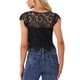 thumbnail image 3 of INSPIRAR CHIC Blusa de encaje bohemio transparente de verano para mujer, negra, talla S, 3 of 6