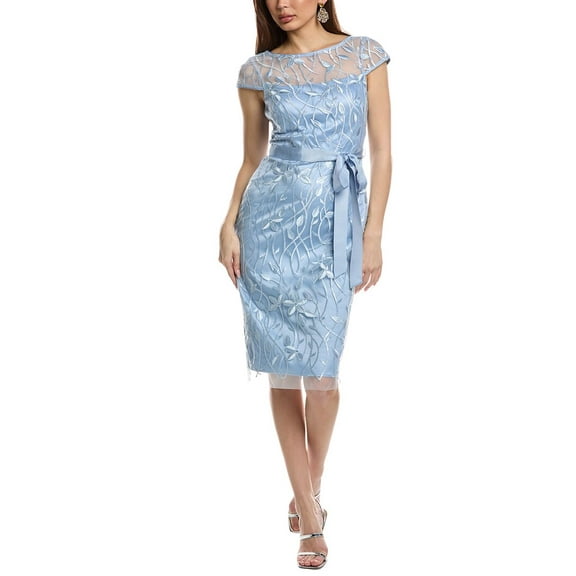 Eliza J womens  Embroidered Sheath Dress, 4, Blue