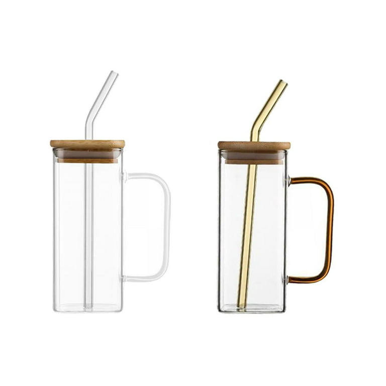 400ml Square Glass Milk Cup with Handle Coffee Water Heat