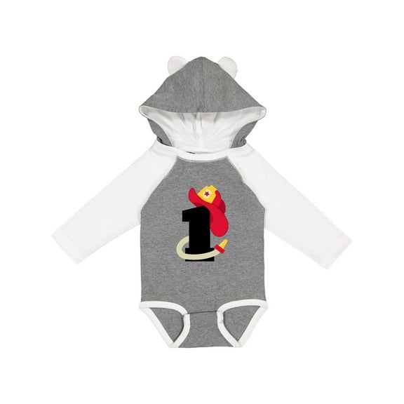 Inktastic Fireman 1st Birthday Boys or Girls Long Sleeve Baby Bodysuit