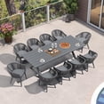 thumbnail image 1 of PURPLE LEAF 11 Pieces Patio Dining Set, Rectangular Aluminum Outdoor Table and 10 Wicker Chairs with Cushions for Garden Kitchen and Porch, Grey, 1 of 8