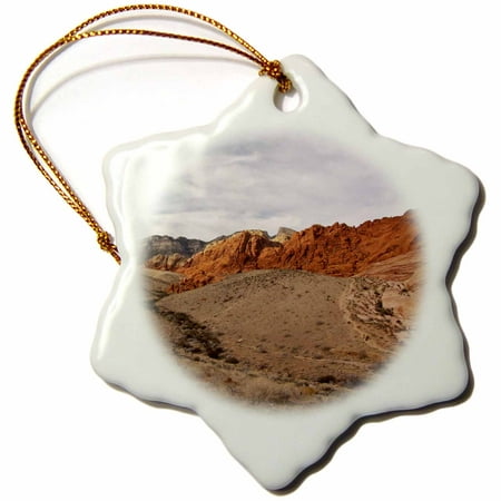 3dRose Rocky Trail Toward Brilliant Red Rocks in Red Rock Canyon, Nevada - Snowflake Ornament,