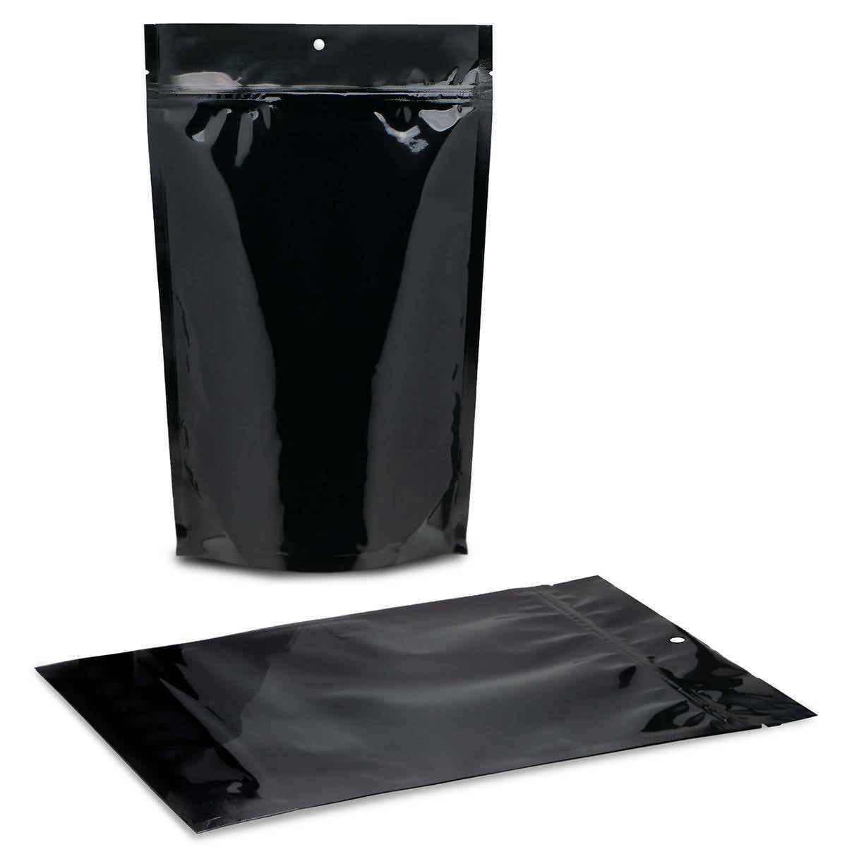 Smell Proof Mylar Bags Ziplock Large Stand Up 50 Pack 9.4X13.4 Inch 3600ml  Resealable Matte Black