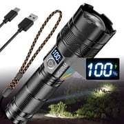 Super Bright 100000 High Lumens Powerful Flashlight,Rechargeable Waterproof Handheld Led Flashlight with Zoomable Focus and 26650 Battery for Camping, Hiking, Hunting, Hurrican