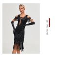 thumbnail image 3 of 1920s Vintage Dress Summer Fringe Beaded Great Gatsby Flapper Evening Dress Party Cocktail Prom,XL,Black, 3 of 10