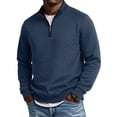 thumbnail image 2 of TOUMENY Men Zip Up Sweater High Neck Long Sleeve Solid Casual Comfy Slim Fit Pullover Fashion Knit Fall Winter Layer Tops Jacket Blue S, 2 of 7