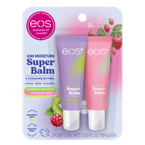Eos 24H Moisture Super Balm- Strawberry Sorbet & Raspberry Kiwi Splash, 0.35 fl oz (2 Pack)
