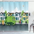 thumbnail image 1 of Ambesonne Garbage Truck Shower Curtain, Truck on Road and Men, 69"Wx84"L, Multicolor, 1 of 3