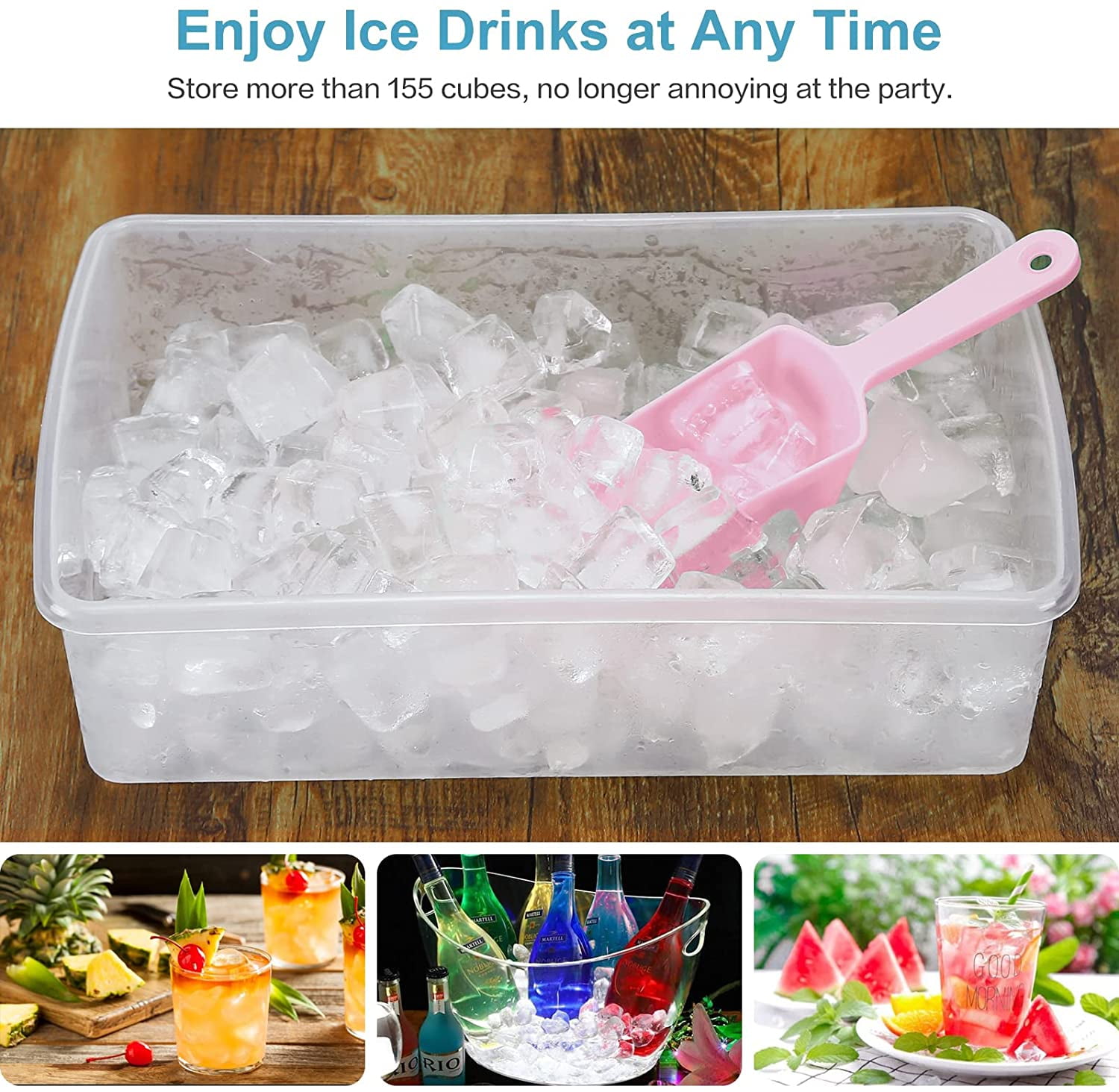 ARTLEO Ice Cube Tray with Lid and Storage Bin for Freezer Easy-Release 55  Min
