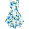 thumbnail image 4 of Girls Dress Blue Flower Hanky Hem With Necklace 14 Years, 4 of 8