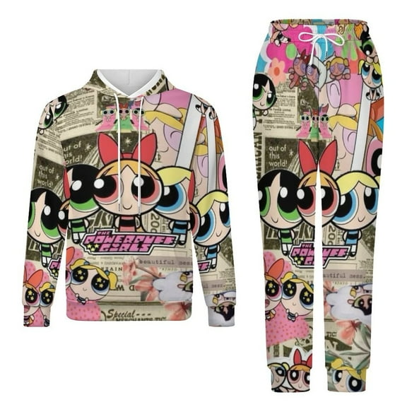 The Powerpuff Girls Unisex Adult Sweatsuits Hoodie & Sweatpants Long Sleeve Hooded Sweatshirt Matching Joggers Tracksuit Sets 2XS
