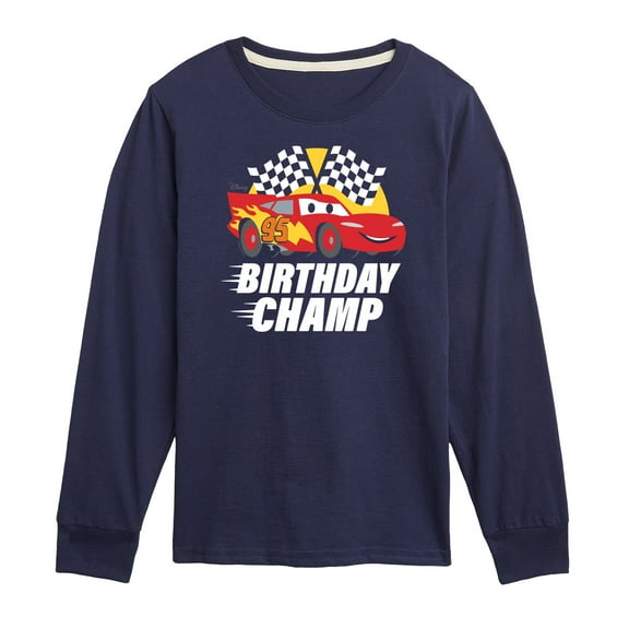 Disney Cars - Race To Finish Line - Birthday Champ - Toddler & Youth Long Sleeve Graphic T-Shirt