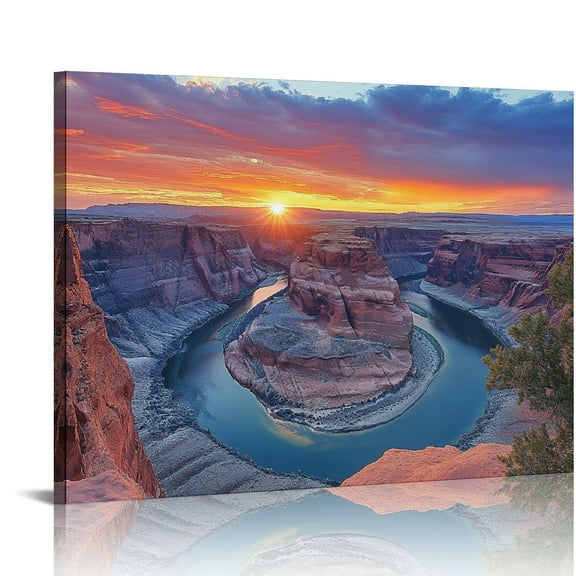 Sunset Canvas Art Print, Unframed 20x16 inches Nature Wall Art