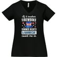 thumbnail image 3 of Inktastic 4th of July if It Involves Fireworks Summer Nights & Barbecue Count Me in Women's Plus Size V-Neck T-Shirt, 3 of 5