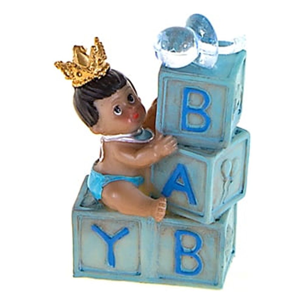 Mega Favors Keepsake Figurine 12 pcs Ethnic Baby Boy with Crown and Blocks | Awesome Decorations or Party Favors | for Pregnancy Announcements, Gender Reveals, Birthday and Special Celebrations - image 2 of 4