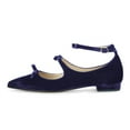 thumbnail image 3 of FSJ Women Graceful Bowknot Pointed Toe Flats Buckled Ankle Strap Mary Jane Low Heel Comfortable Casual Walking Shoes Size Size 9 Navy, 3 of 4