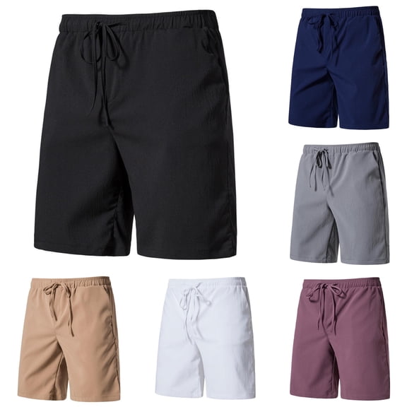 SONXAHE Mens Solid Casual Shorts Drawstring Waist Side Pockets Daily Wear Bottoms